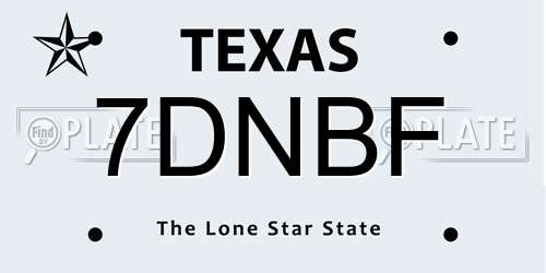7DNBF Texas License Plate