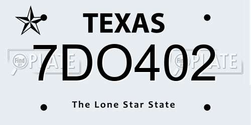 7DO402 Texas License Plate