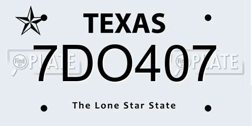 7DO407 Texas License Plate