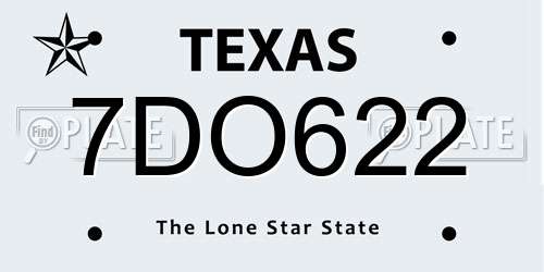 7DO622 Texas License Plate