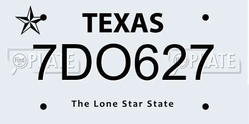 7DO627 Texas License Plate