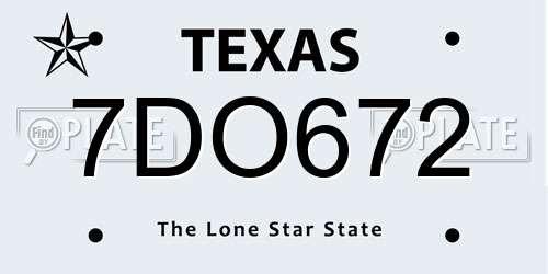 7DO672 Texas License Plate