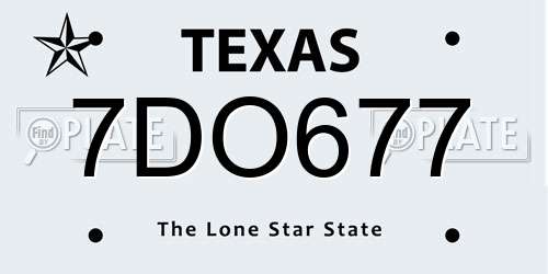 7DO677 Texas License Plate