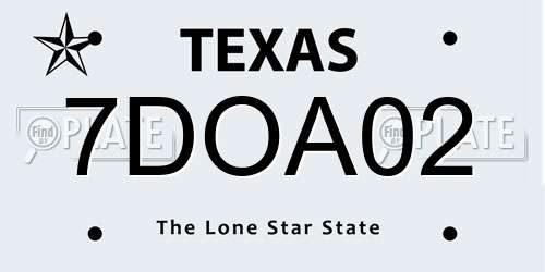 7DOA02 Texas License Plate