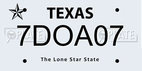 7DOA07 Texas License Plate