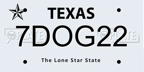 7DOG22 Texas License Plate