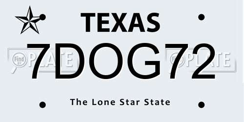 7DOG72 Texas License Plate