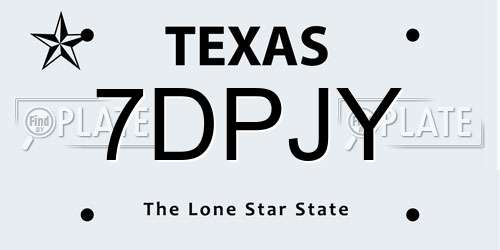 7DPJY Texas License Plate