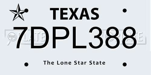 7DPL388 Texas License Plate