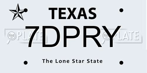 7DPRY Texas License Plate