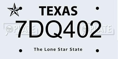 7DQ402 Texas License Plate