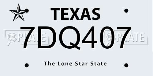 7DQ407 Texas License Plate