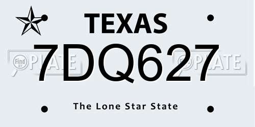 7DQ627 Texas License Plate
