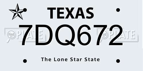 7DQ672 Texas License Plate