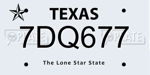 7DQ677 Texas License Plate