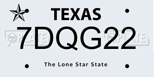 7DQG22 Texas License Plate