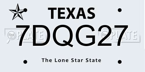 7DQG27 Texas License Plate