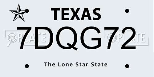 7DQG72 Texas License Plate