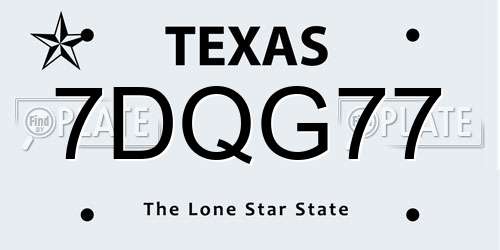 7DQG77 Texas License Plate