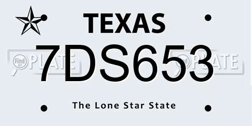 7DS653 Texas License Plate