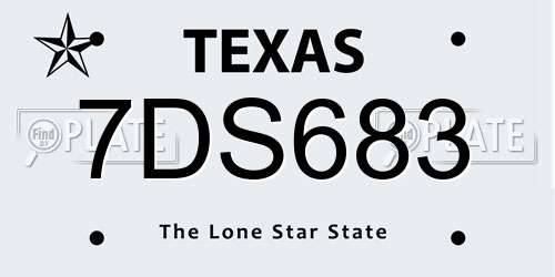 7DS683 Texas License Plate