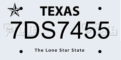 7DS7455 Texas License Plate