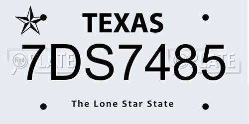 7DS7485 Texas License Plate