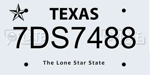 7DS7488 Texas License Plate