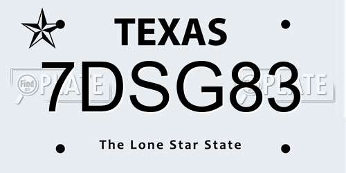7DSG83 Texas License Plate