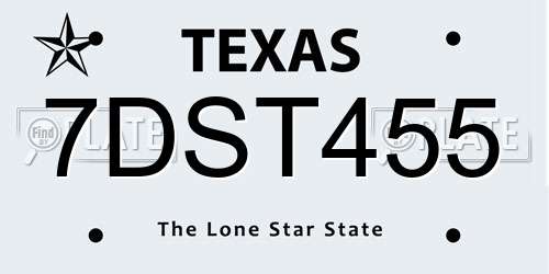 7DST455 Texas License Plate