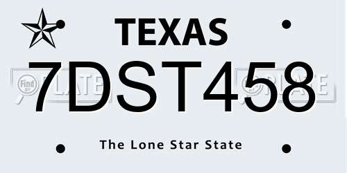 7DST458 Texas License Plate