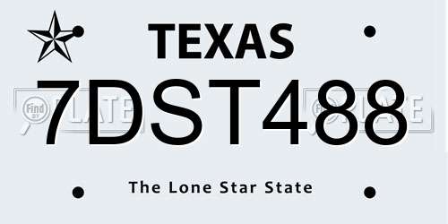 7DST488 Texas License Plate