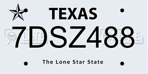 7DSZ488 Texas License Plate