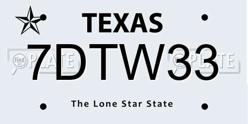 7DTW33 Texas License Plate