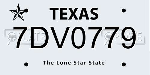 7DV0779 Texas License Plate