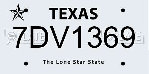 7DV1369 Texas License Plate