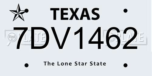 7DV1462 Texas License Plate