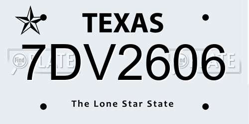 7DV2606 Texas License Plate