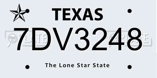 7DV3248 Texas License Plate