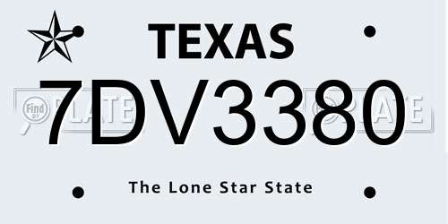 7DV3380 Texas License Plate