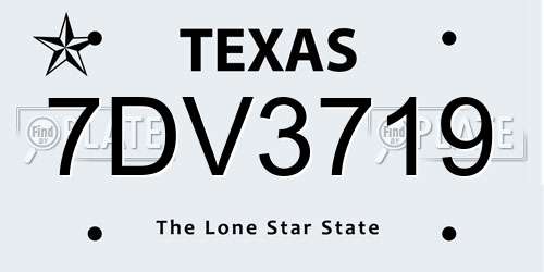 7DV3719 Texas License Plate