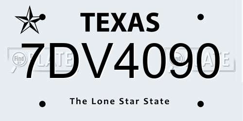 7DV4090 Texas License Plate