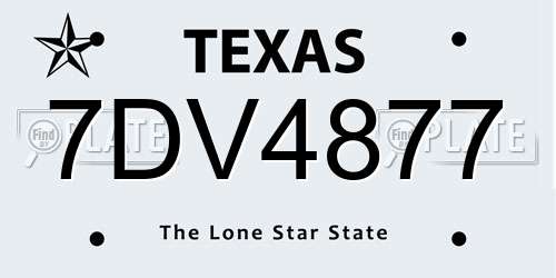 7DV4877 Texas License Plate