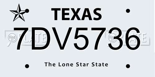 7DV5736 Texas License Plate