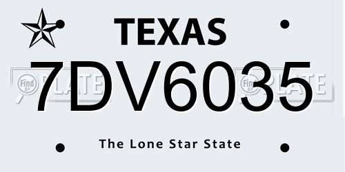 7DV6035 Texas License Plate