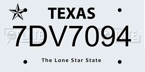 7DV7094 Texas License Plate