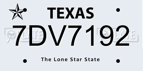 7DV7192 Texas License Plate