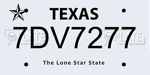 7DV7277 Texas License Plate