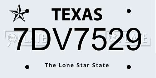 7DV7529 Texas License Plate