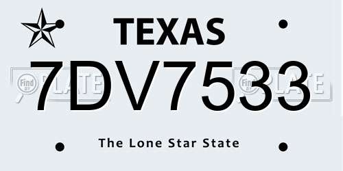 7DV7533 Texas License Plate